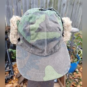 Vintage Work King insulated camo cap with ear flaps